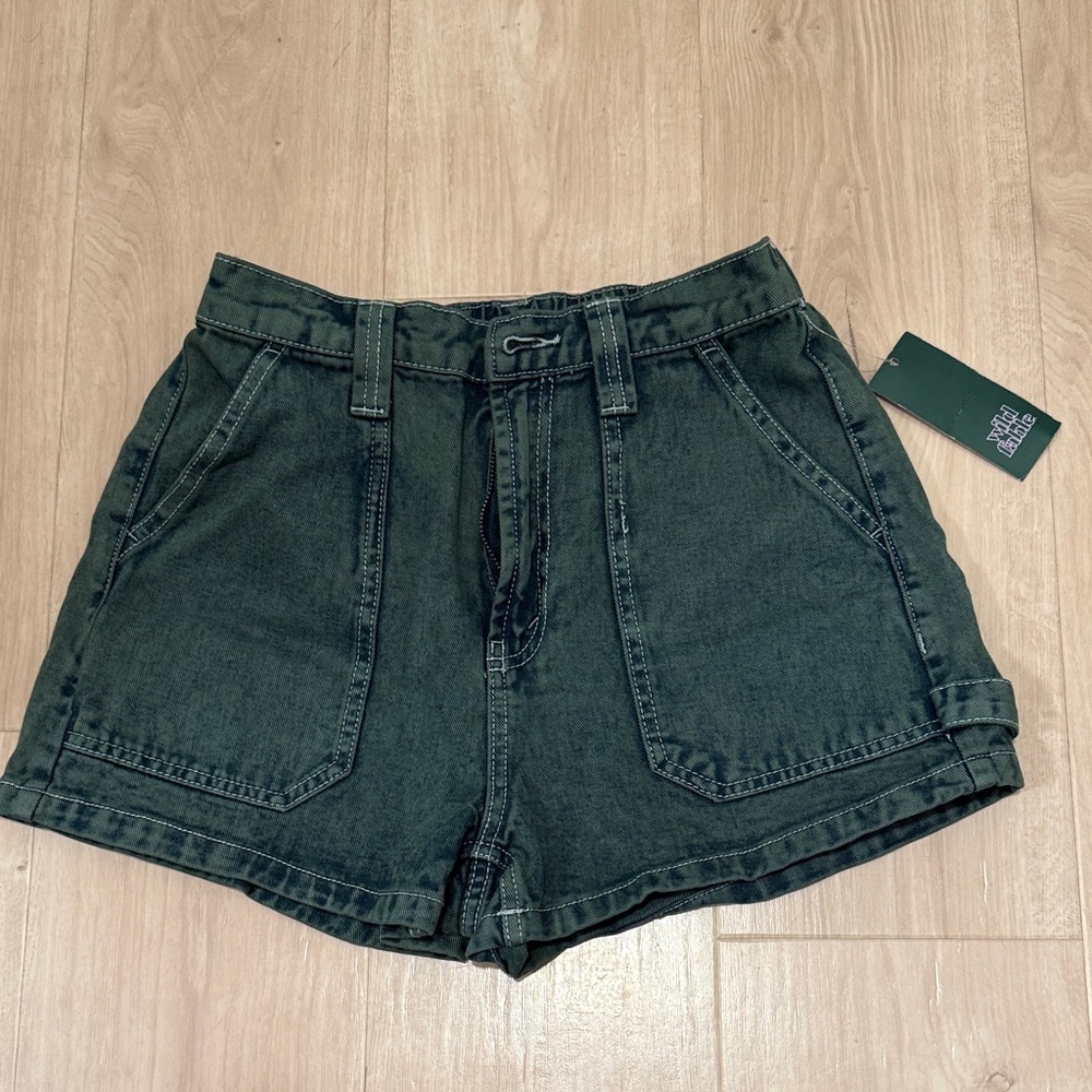 Wild Fable Dark Green Jean Shorts